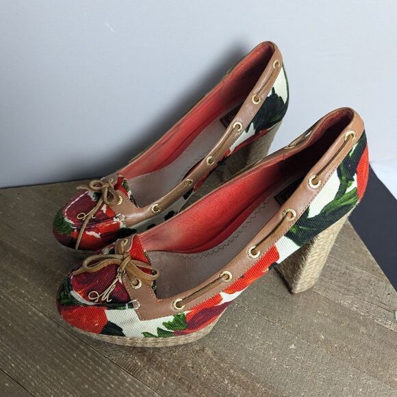 Milly for sperry floral canvas espadrille platform heels 8.5 - Picture 4 of 10